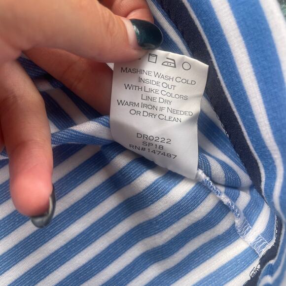 Draper James Blue & White Striped Short Sleeve A-Line‎ Dress - Size S - Picture 6 of 11